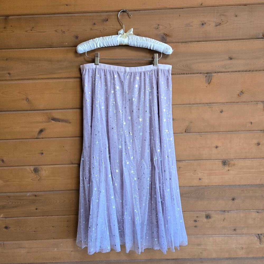 Constellation Tulle Skirt Stars Midi XL Pink Silver Midi Kawaii Boho Zodiac Y2K - Picture 3 of 6